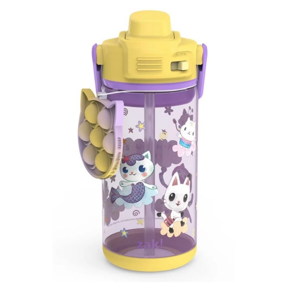 Zak Designs 16oz Beacon Gabbys Dollhouse Straw Bottle Fun Popper New With Tag
